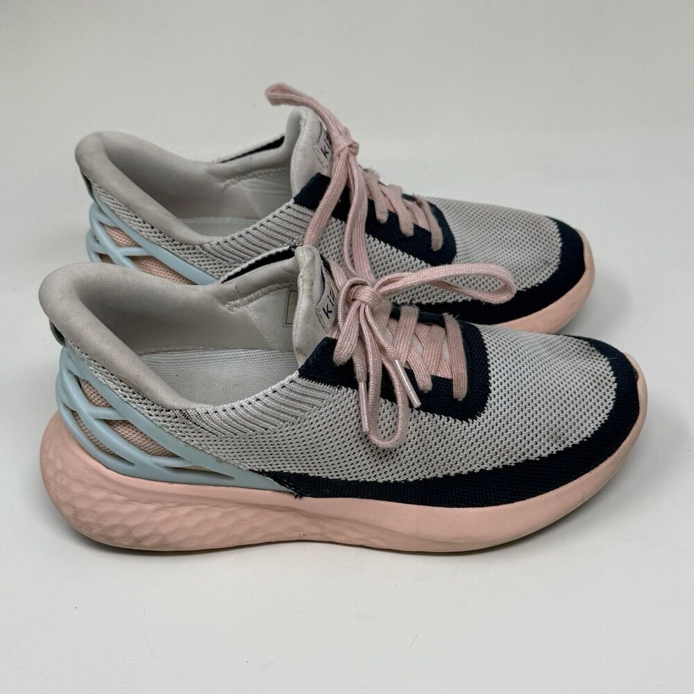 Kizik Athens Bahama Womens 6.5 White Pink Knit Slip On Handsfree Shoes